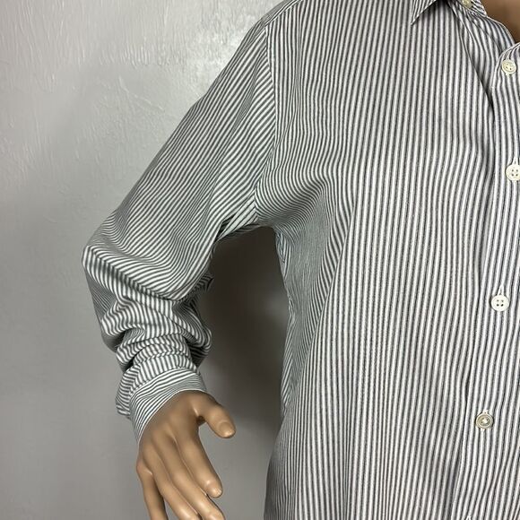 Theory White And Blue Stripes Long Sleeve Button Down Shirt Size S - Picture 2 of 11